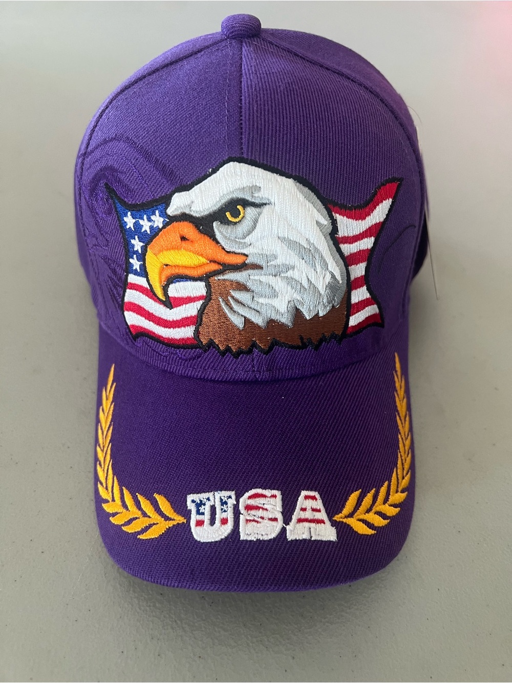 Purple USA Eagle Embroidered Baseball Cap